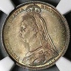 1887 Ngc Ms 65 Victoria 6 Pence Shield Great Britain Silver Coin  25111702c 