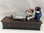 Vintage Hometown Battery Cast Iron Mechanical Baseball Coin Bank Reproduction
