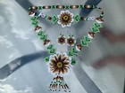 Huichol Indian Beaded Flower Necklace   Earrings Handmade Mexican Folk Art Boho