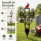  miss You  Memorial Grave Marker Stake Metal Cross With Cardinal Cemetery Decor