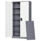 Metal Cabinet 5 Adjustable Shelves 71h Garage Storage Cabinet With Locking Doors