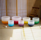 432hz 6 -12  Set 7pcs Aria Colored Quartz Crystal Singing Bowl W bag Yoga