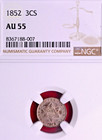 Ngc Au-55  1852 Three Cent Silver