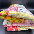 Vintage Blanket 1970s Patchwork Cannon Saratoga Polyester Full Sized Flowers