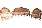 Early 20th C Antique Carved Rosewood French Baroque Rococo Revival 3-piece Sofa