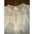 Vintage Handmade White Cotton Smocked Christening Gown Floral Embroidery Infant