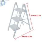Aluminum 3 Step Ladder Folding Step Stool W  Wide Anti-slip Pedal White
