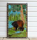 20 5  X 34 25  Bear Mother And Son Handcrafted Stained Glass Window Panel 22-106