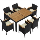 7pcs Rattan Patio Furniture Set Outdoor Dining Set Table With 6 Chairs