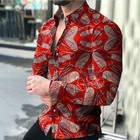 Men Casual Long Sleeve Button Down Red Shirt Slim Fit Muscle Dress-shirts-tops