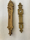 Lot Of 2 Antique Ornate Brass Door Plates - Victorian Eastlake   Neoclassical Sa
