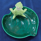 Gilner Pixie Elf Sitting Green Leaf Dish Sprite Figurine Trinket Ashtray Vtg