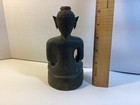 Antique Burmese Asian Bronze Buddha Statue Figure Hand Earth Touching Gesture