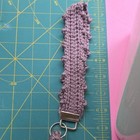 Handmade Crochet Purple Key Chain Pouch With Button Accent Boho Style