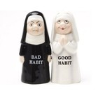 Good Habit Bad Habit Nuns Ceramic Magnetic Salt And Pepper Shaker Set