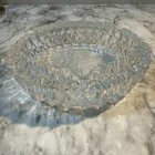Vtg  Round Clear Glass Diamond Pointed Cigar Ashtray Made In Italy 7    Round