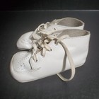 Vtg Buster Brown White Leather Infant Bootie Shoes Size 3b Baby Lace Up