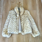 Saga Fox Women   s Beige ivory Fur Coat Size S m Rabbit Free Shipping