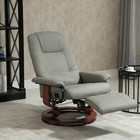Faux Leather Reclining Lounge Chair Swivel Recliner Sofa Seat W  Wood Base Gray