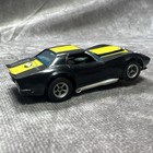 Vtg Aurora Afx Corvette A Production Slot Car Black Body Yellow Stripe Tested