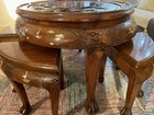 Vintage Hand-carved Wood Chinese Coffee Table With Chairs
