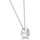 1 4 Ct Round Diamond Solitaire Bezel Pendant Necklace 18  14k White Gold