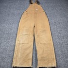 Carhartt Overalls Boys 14 Brown Insulated Duck Double Knee Workwear Distressed