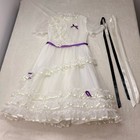 Vintage Bbr Kids White Ruffle Flower Girl Dress Purple Accents Girls Size 6