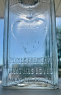 Vintage Embossed Holy Water Bottle Sacred Heart Glass Christianity Antique