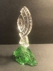 Art Deco Perfume Bottle green Color Glass czechoslovakia C1940 stamped cut Glass