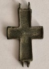 Ancient Byzantine Bronze Reliquary Cross With Saint 1000-1200 Ad