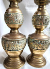 Vintage Brass Candlestick Column Pillar Candle Holder 14in Tall  pair 