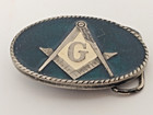 Masonic Belt Buckle  Freemasonry Green Enamel Vintage 1986