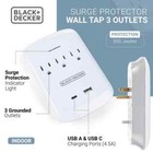 Commercial Electric 3 Outlets Surge Protector Wall Mount Usb-a   Usb-c Charger