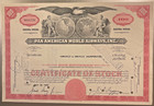 Vintage 1950s   1970s Pan Am American World Airways Stock Certificate Red