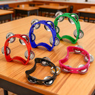 Pack Of 5 Half Moon Musical Tambourine  Double Row Metal 4 Jingle Bells Mini Han