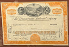 Pennsylvania Railroad Company Stock Certificate 1958 Framed   Matted 18 h X 14 w