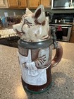 Antique Gerzit Gerz German Lidded Beer Stein Tankard Bbq Pig Pork Hog Swine Jug