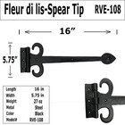 16  - Fleur Di Lis-spear Tip Iron Hinge - Rve-108 - Antique Style Iron Hinge   