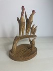 Chickens And Rooster Miniature Wood Carving By Roger Wilson Signed 03 Handmade