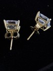 Sterling Silver Square Clear Stone Stud Earrings Prong   set Butterfly Back