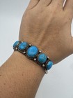 Vintage Running Bear Sterling Silver 5 Stone Turquoise Cuff Bracelet 7   
