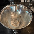 Vintage Large Silverplate Footed Oval Bowl W  Lionhead Ring Handles Ice Bucket