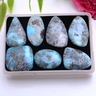 7 Pcs Natural Larimar 25mm-31mm Cabochon Untreated Loose Gemstones Wholesale Lot