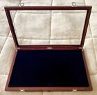 Hard Rock Cafe Mahogany Wood   Glass Pin Display Case 24   x14   x2    New In Box