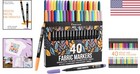 Fabric Markers Pens Set - 40 Intense Colors - Non Toxic  Permanent Fabric Paint