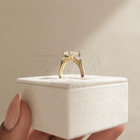 Classic 2 75 Carat Emerald Cut Moissanite 14k Yellow Gold Over Three Stone Ring
