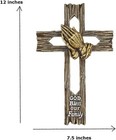 Rustic Western Faux Wooden God Bless Our Family Praying Hands Rugged Wall Cross