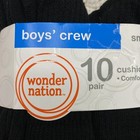 Wonder Nation Boys Socks Sz S Black Cushion Crew Comfort Stretch 9 Pack New