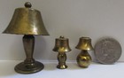 3 Vintage 1920 s Miniature Brass Doll House Size Lamps  3 Different All Original